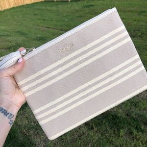 NWT Cream/Gray Kate Spade Clutch